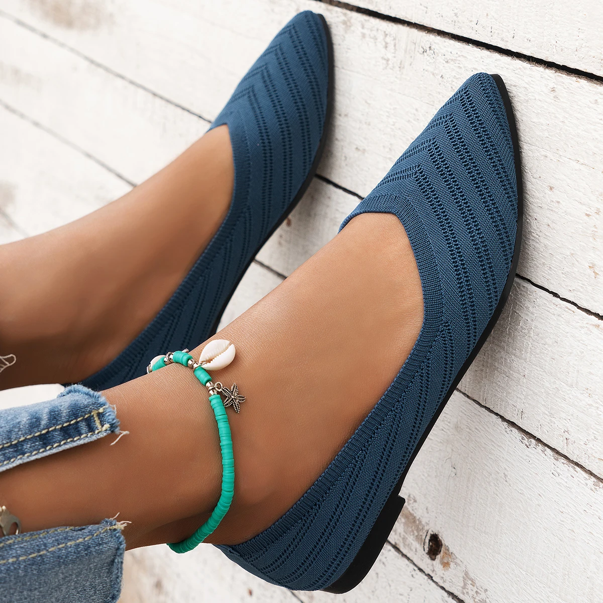 Women Flats Pointed Toe Flat Shoes Women Solid Color Slip on Design Casual Breathable Women Loafers Comfortable Shoes Size 36-43 - Image 6