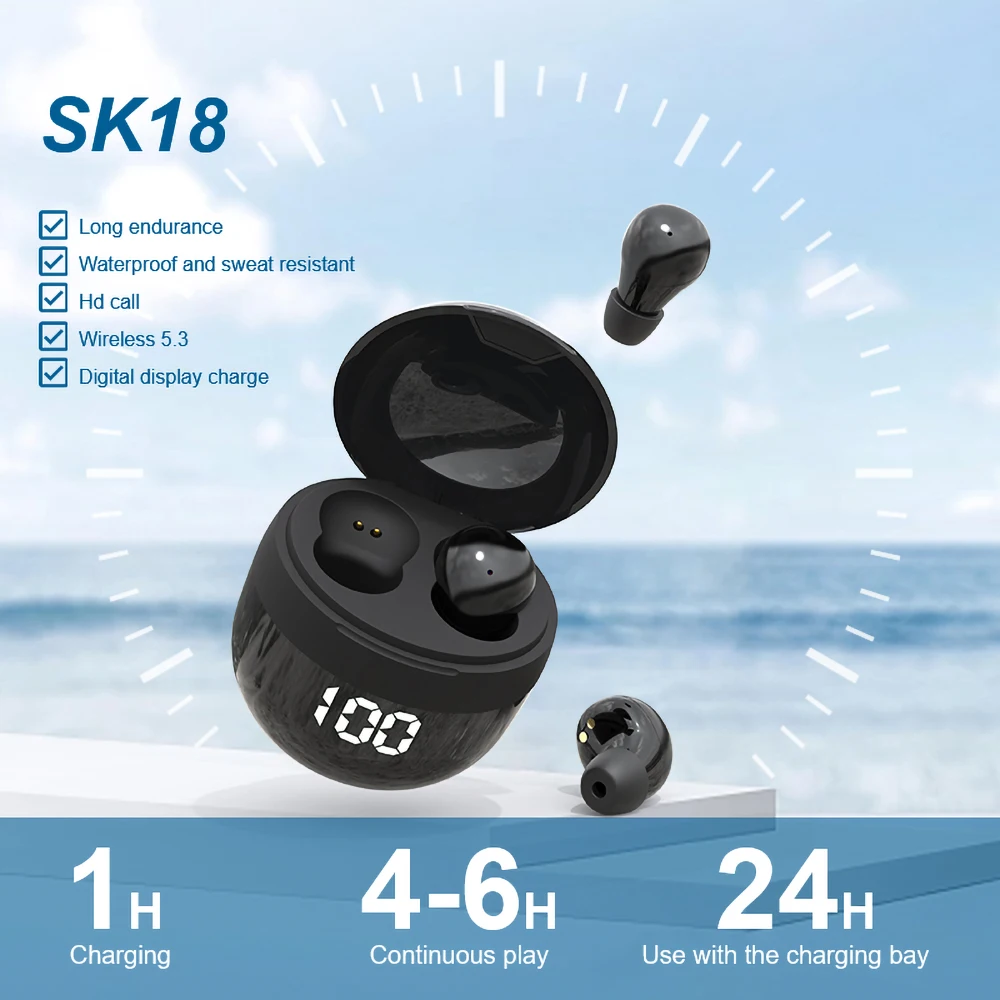 Invisible Headphones Bluetooth 5.3 Wireless In-Ear Earphones With Mic Noise Reduction Earbuds Heavy Bass Headset For Smart Phone - Image 3