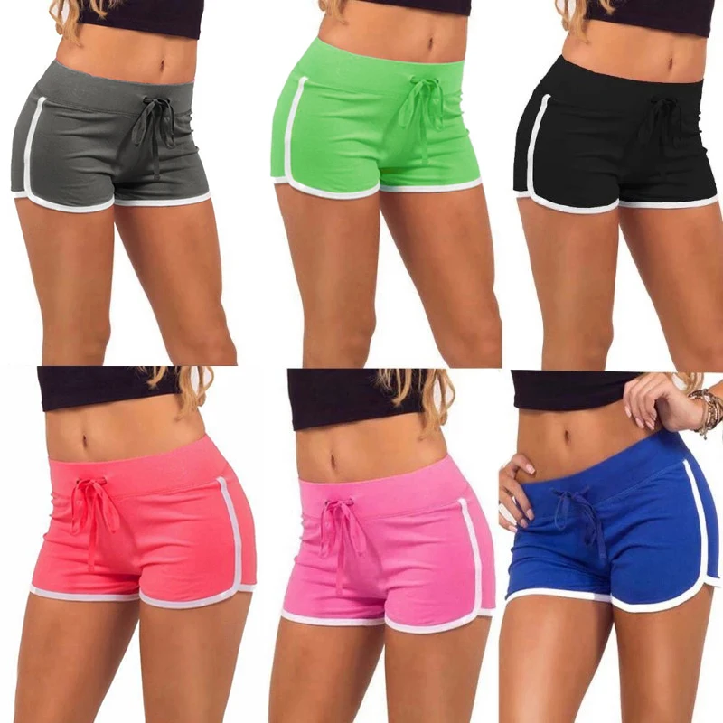 Women Cotton Shorts Yoga Short Pants Summer Fast Drying Sports Pants Contrast Binding Side Split Elastic Waist Casual Shorts - Image 3