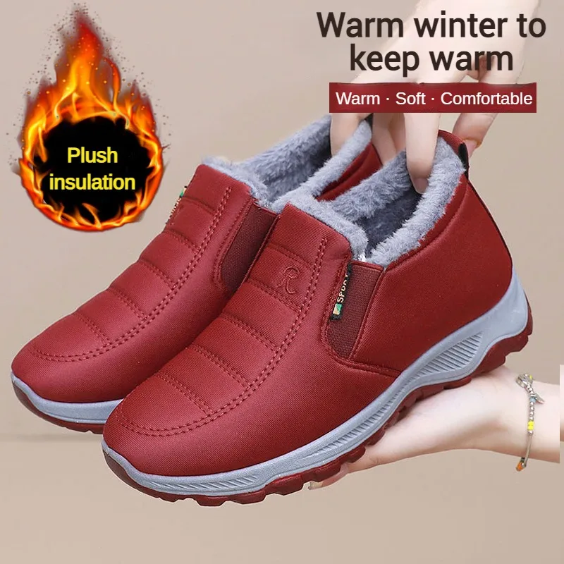 Autumn and Winter Old Beijing Cotton Shoes Women's Plush Thickened Walking, Warm and Wear resistant Shoes, Non slip Mom's Shoes - Image 4