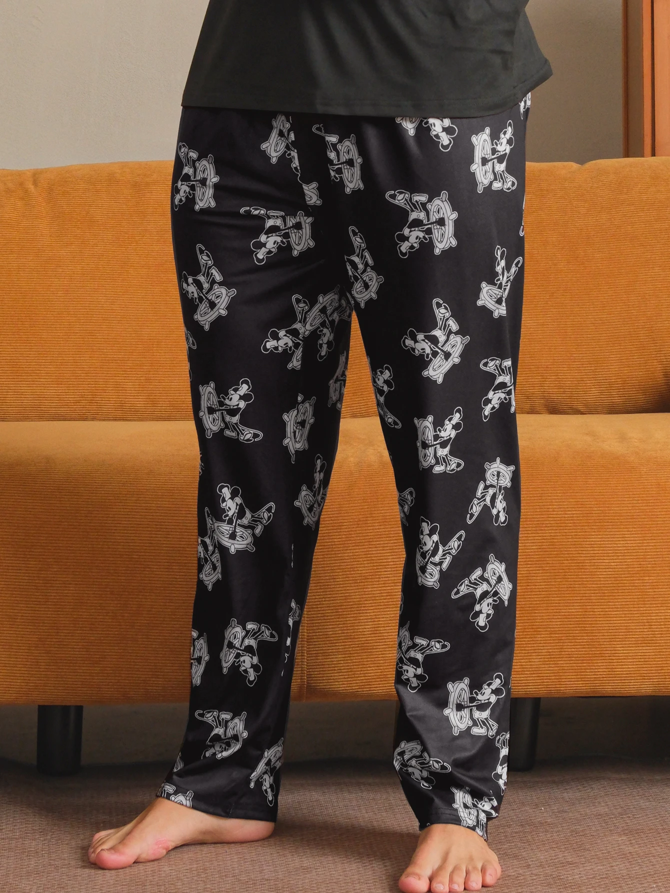1 pack Men's pajamas long pants for autumn and winter printed casual home pants - Image 3