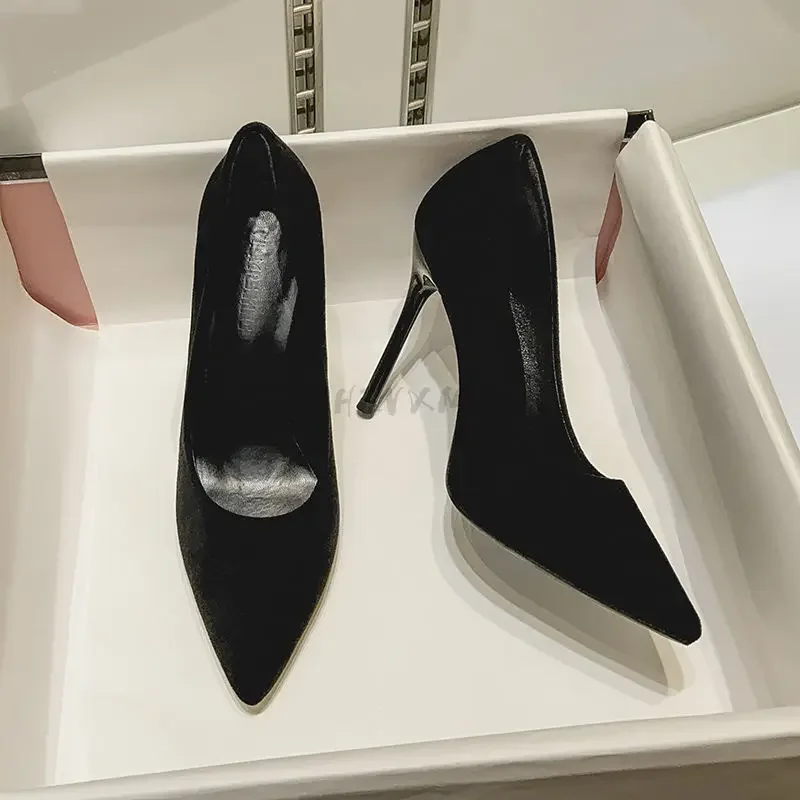 Women Pumps Sexy Suede Ponited Toes High Heels Fashion Office Stiletto Party Red Wedding Shoes Female Comfort Women Shoes - Image 2