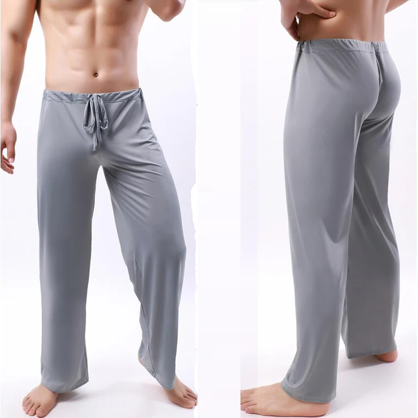 Men's Ice Silk Pyjamas Pants Soft Sleeping Bottoms Nightwear Sleepwear Trousers Casual Loose Hombre Breathable Underwear - Image 3