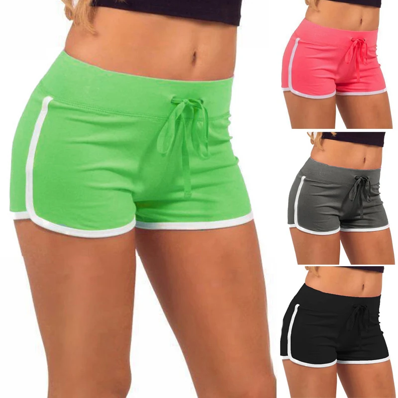 Women Cotton Shorts Yoga Short Pants Summer Fast Drying Sports Pants Contrast Binding Side Split Elastic Waist Casual Shorts - Image 6