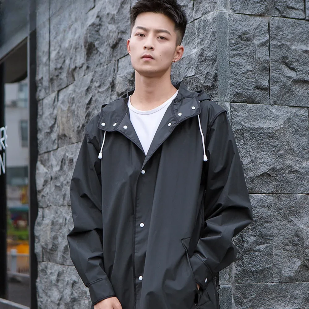 Waterproof Raincoat Man Black Adult Windbreaker Style Raincoat Raincoats for Rain Umbrella Rope Poncho Windproof Hood Biker Coat - Image 4