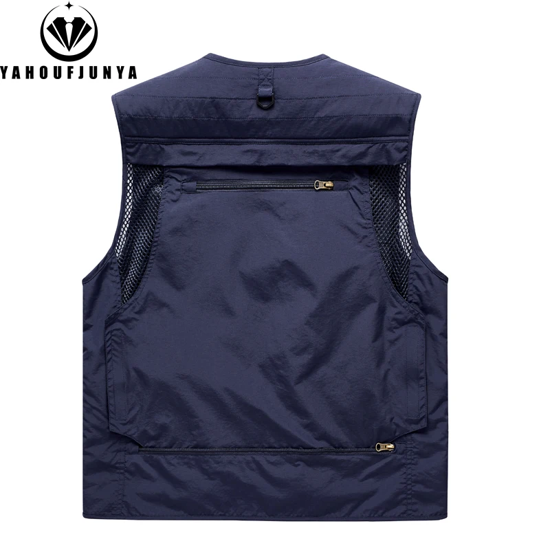 2025 New Summer Men Sleeveless Fishing Tool Webbed Vest Men Breathable Many Pocket Outdoors Camping Thin Vest Male Plus Size 7XL - Image 4