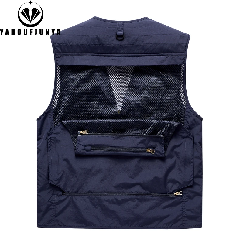 2025 New Summer Men Sleeveless Fishing Tool Webbed Vest Men Breathable Many Pocket Outdoors Camping Thin Vest Male Plus Size 7XL - Image 5