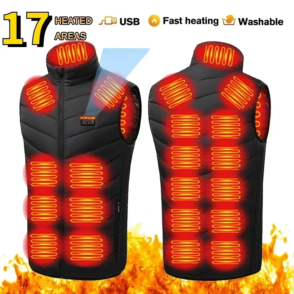 27 Areas Heated Vest Jacket Usb Men Winter Electrically Heated Thermal Waistcoat Heating Clothing New Ski Warm Sleeveless Jacket - Image 2