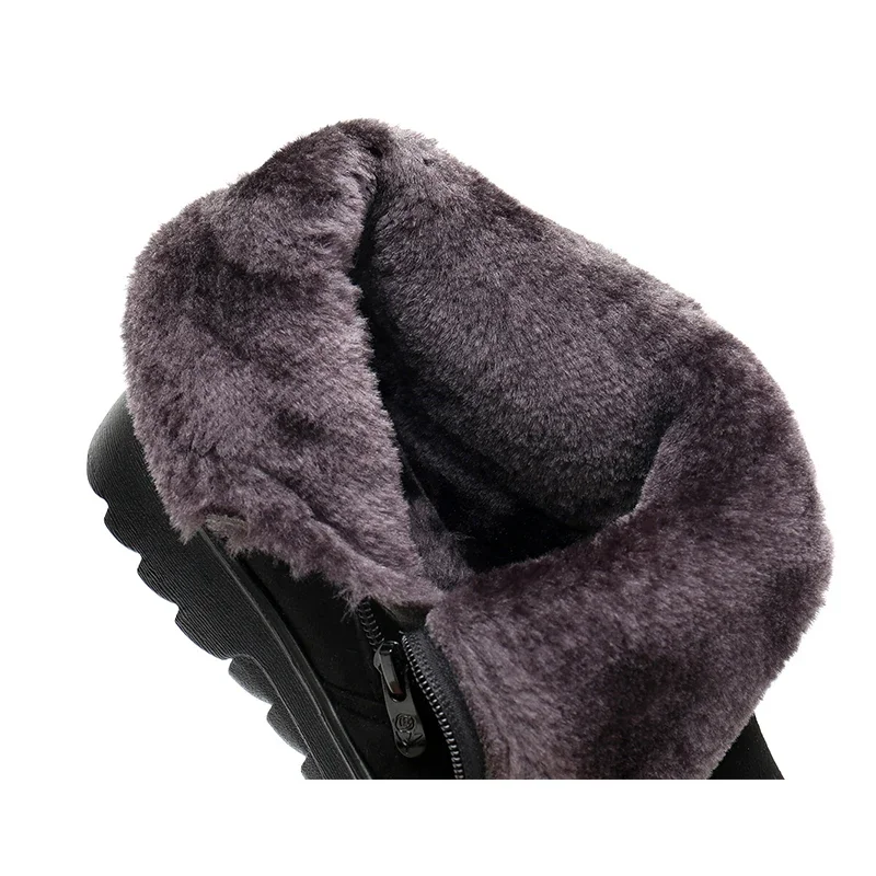 YAERNI Winter Plush Fur Short Warm Snow Boots Plus Size Platform Women's Ankle Boots Zipper Suede Shoes for Women FreeE1242 - Image 5