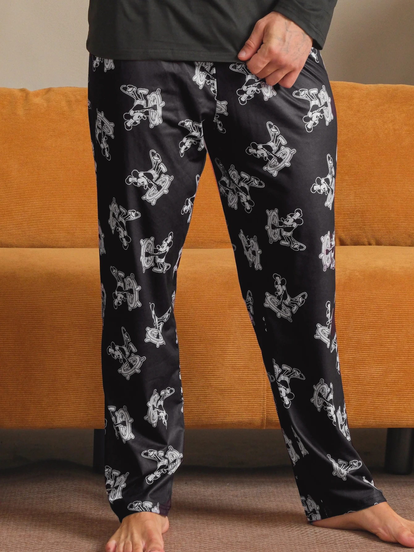 1 pack Men's pajamas long pants for autumn and winter printed casual home pants - Image 5