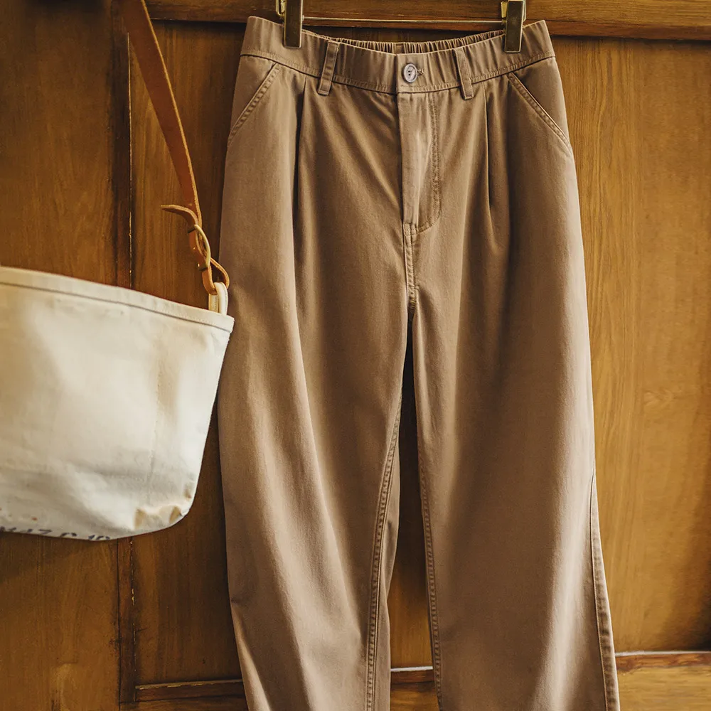 Maden Vintage Lumberjack Casual Pants Loose-Fit Straight-Leg Trousers Cotton Twill Khaki Long Pants Men's Versatile Fall Bottoms - Image 6