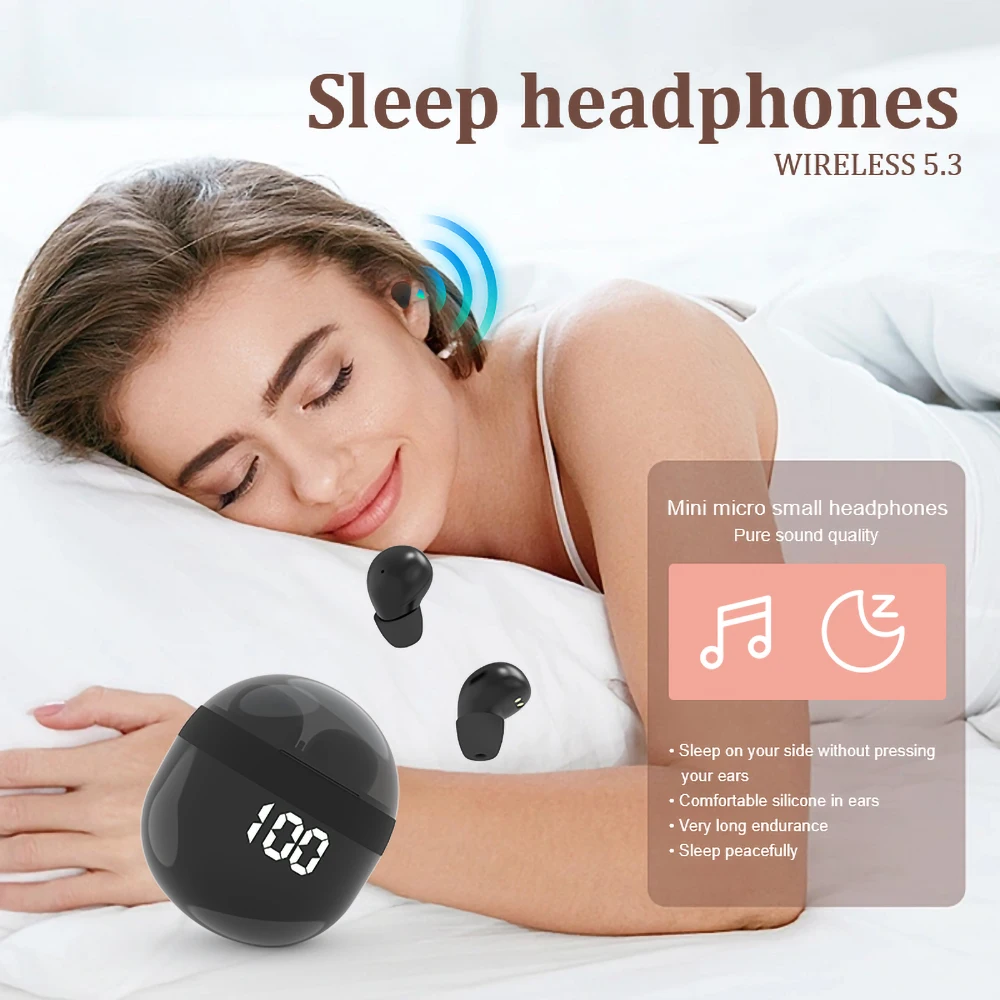 Invisible Headphones Bluetooth 5.3 Wireless In-Ear Earphones With Mic Noise Reduction Earbuds Heavy Bass Headset For Smart Phone - Image 5
