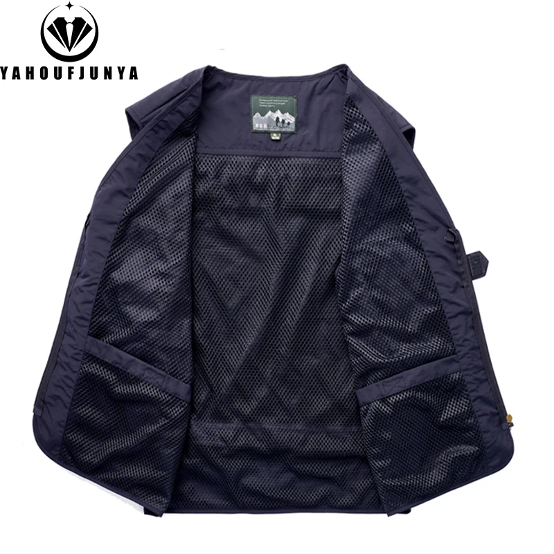 2025 New Summer Men Sleeveless Fishing Tool Webbed Vest Men Breathable Many Pocket Outdoors Camping Thin Vest Male Plus Size 7XL - Image 3