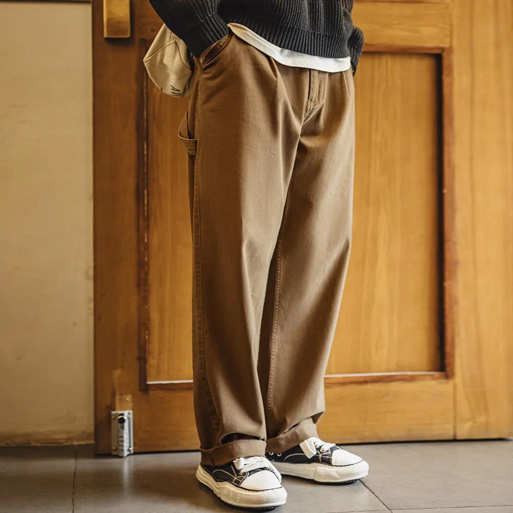 Maden Vintage Lumberjack Casual Pants Loose-Fit Straight-Leg Trousers Cotton Twill Khaki Long Pants Men's Versatile Fall Bottoms - Image 3