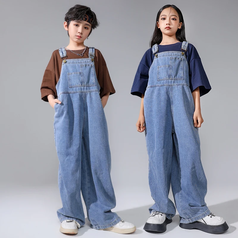 Kids Hip Hop Clothing Oversized Sweatshirt Tops Denim Overalls Bib Pants for Girl Boy Streetwear Dance Costumes Teens Clothes - Image 4