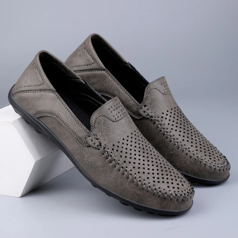 Split Leather Men Loafers Slip On Flats Casual Shoes For Men Moccasins Super Soft Men Footwear For Summer And Spring - Image 6