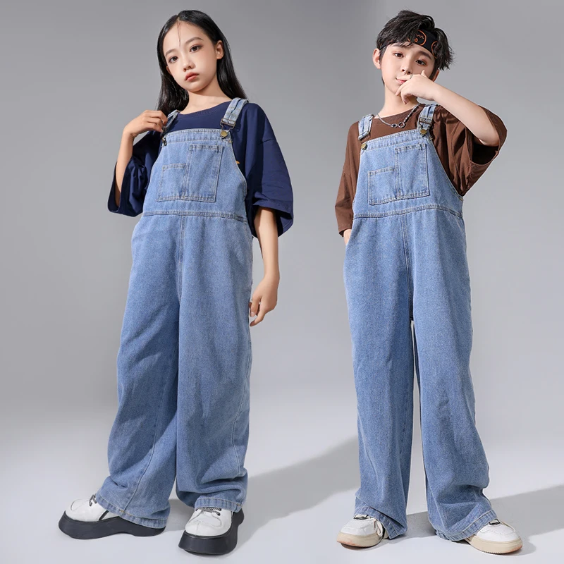 Kids Hip Hop Clothing Oversized Sweatshirt Tops Denim Overalls Bib Pants for Girl Boy Streetwear Dance Costumes Teens Clothes - Image 5