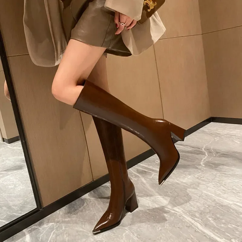 Pointed Toe Women High Boots Fashion Side Zippers Long Booties Ladies Elegant Party High Heel Shoes Winter Women's Footwear - Image 2