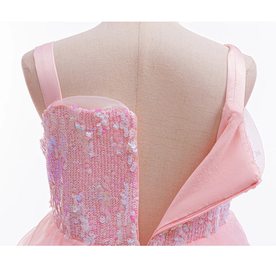 Girl Princess Dress Magic Bad Witch Cosplay Glinda Pink Dress Girls Show Wedding Gown Halloween Role Play Costume Festive Frocks - Image 5