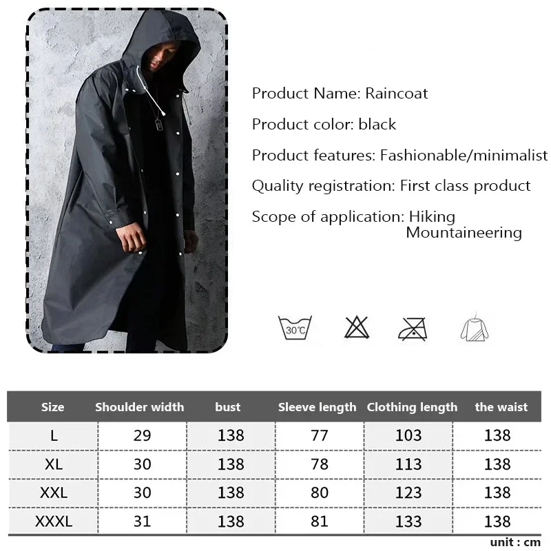Waterproof Raincoat Man Black Adult Windbreaker Style Raincoat Raincoats for Rain Umbrella Rope Poncho Windproof Hood Biker Coat - Image 3