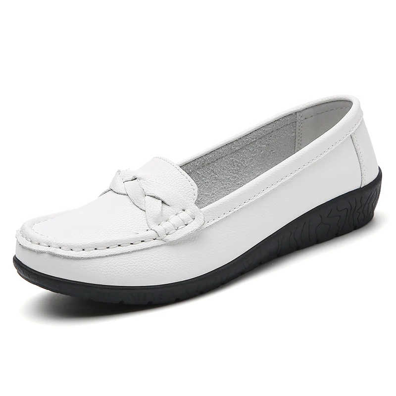 Shoes Women 2025 New Loafers Slip On Flats Leather Shoes Woman Comfortable Flat Shoes Women White Zapatos Mujer Women's Footwear - Image 4