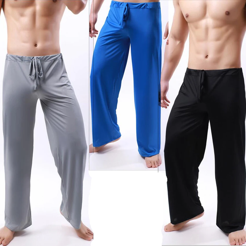 Men's Ice Silk Pyjamas Pants Soft Sleeping Bottoms Nightwear Sleepwear Trousers Casual Loose Hombre Breathable Underwear - Image 2