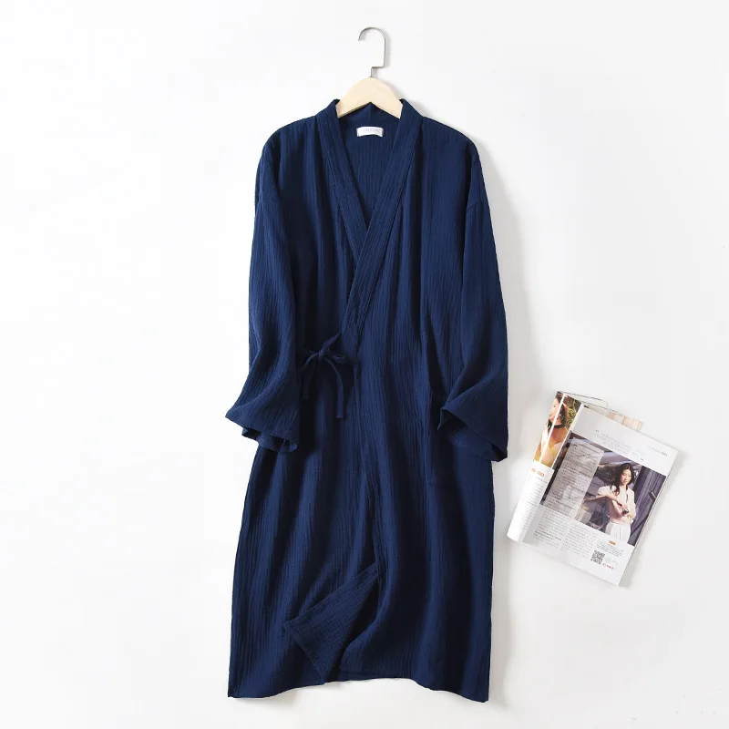 New spring and autumn Japanese kimono robe couple cotton crepe bathrobe men and women kimono robe robes for women sleepwear - Image 3