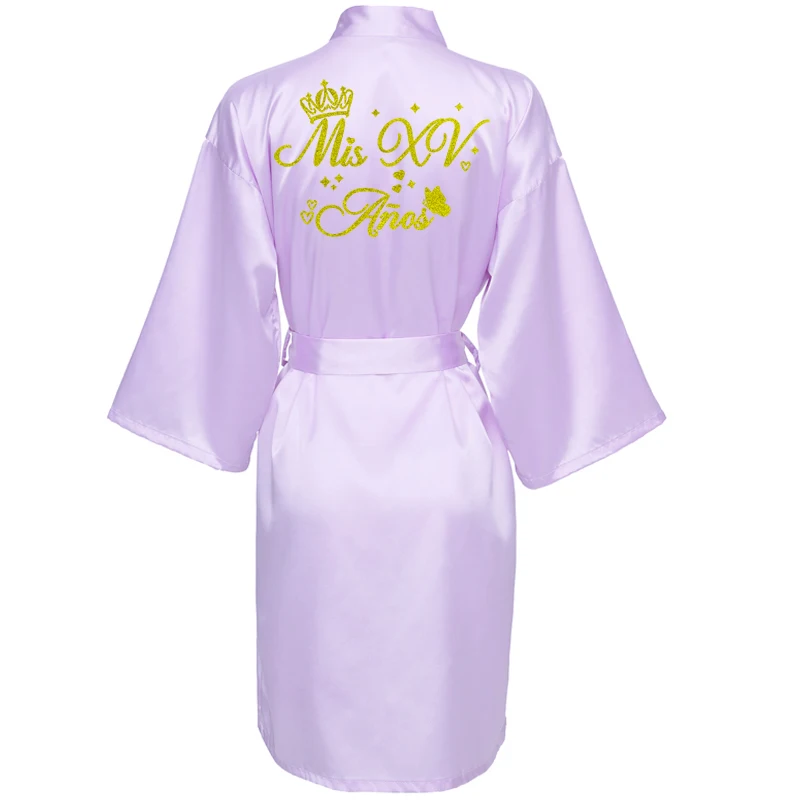 Mis15 Años Robe 15 Years Girl Birthday Party Robes Quinceanera Robe Mis XV Bathrobe Silkly Nightgown - Image 2
