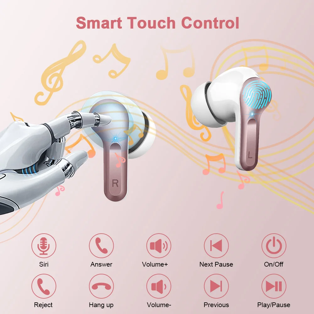 Wireless Earbuds, Bluetooth 5.3 Headphones Sports Headphones In Ear with 4 ENC Noise Cancelling Mic, 40H Playback , LED Display. - Image 6