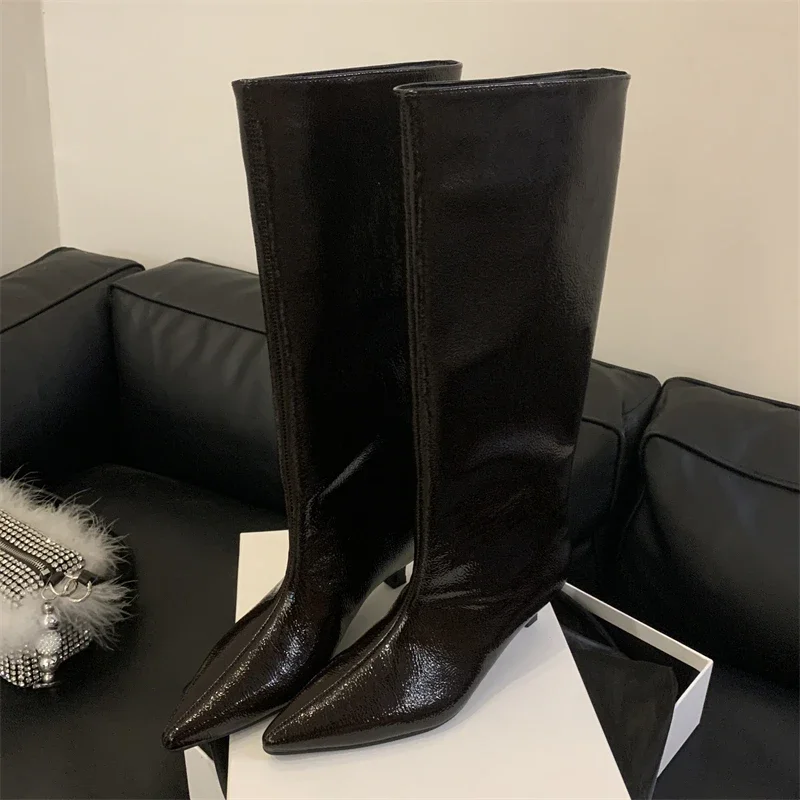 Eilyken Autumn Winter Street Style Thin Low Heels Women Knee-High Boots Sexy Pointed Toe Casual Party Shoes Long Botas Mujer - Image 3