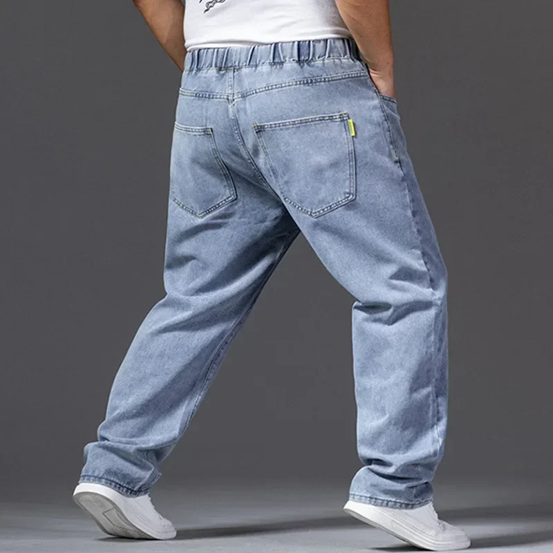 Thick Jeans Wide Leg For Men Autumn Straight 140KG Stretched Gray Denim Trousers Elastic Waist Plus Size 42 44 46 Male Pants - Image 4