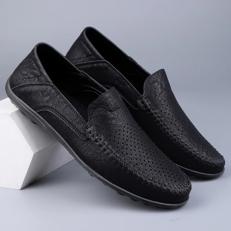 Split Leather Men Loafers Slip On Flats Casual Shoes For Men Moccasins Super Soft Men Footwear For Summer And Spring - Image 5