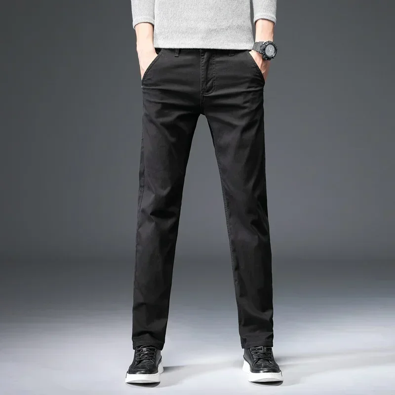 3 Colors Spring Summer Autumn New Fashion Straight Men Smart Casual Pants 97% Cotton 3% Spandex Man Khaki Trousers Plus Size 40 - Image 3