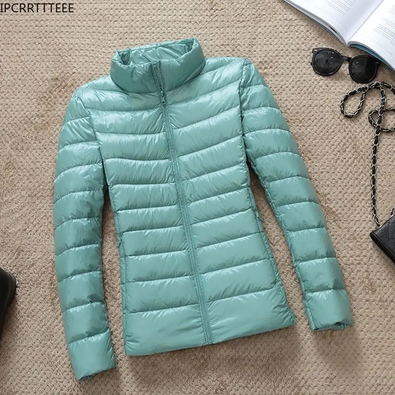 2023 New Autumn Winter Women Warm Jacket Thin Duck Down Coat Super Light Women Casual Stand Collar Down Coat - Image 2