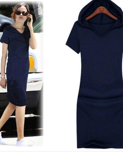 2025 New Fashion Women’s Casual Hooded Knee-Length Dress | Plus Size XS–10XL Summer Cotton Dress