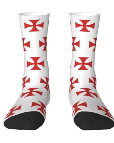 Harajuku Jerusalem Kingdom Cross 3D Printed Sports Socks – Unisex Warm Crusader Style