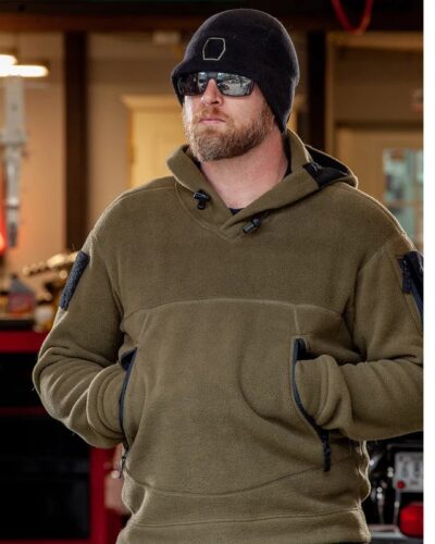 Men’s Windproof Fleece Tactical Jacket – Stand Collar Slim Fit Outdoor Autumn Winter Coat