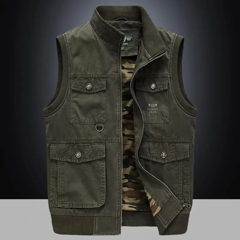 Men’s Cotton Travel Cargo Vest – Multi-Pocket Sleeveless Tactical Reporter Jacket (M–4XL) - Image 3